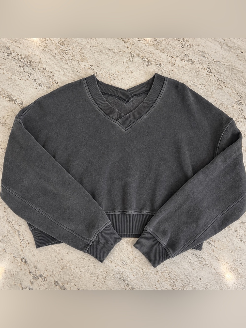 aerie Off-The-Shoulder Sweatshirt in Charcoal Gray